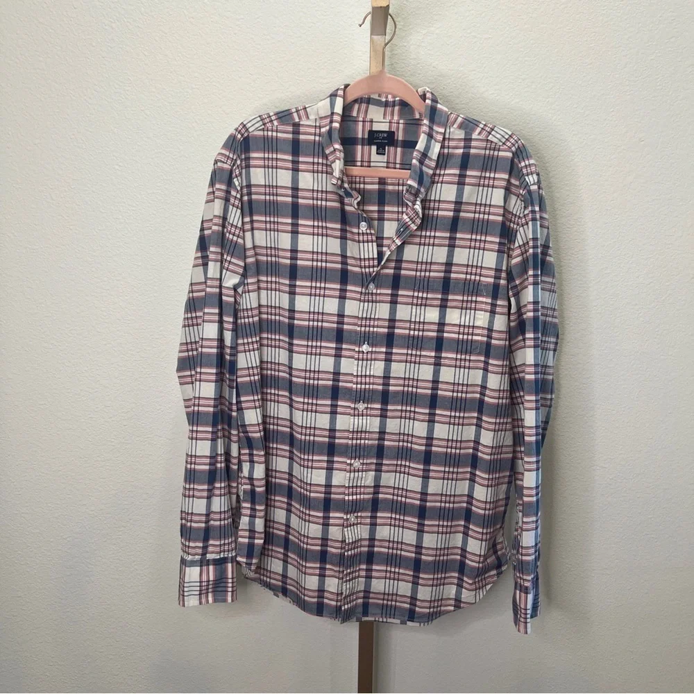 J. Crew summer plaid button down shirt XL